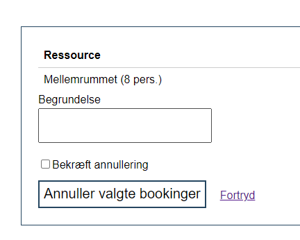 Annuller valgte bookinger